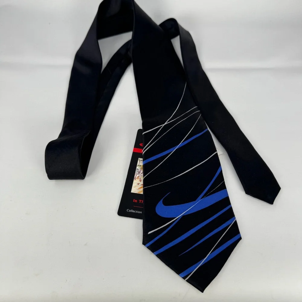 J. Garcia Necktie Mens OS Black Blue Abstract Silk NWT G478 3815 In The Park Art